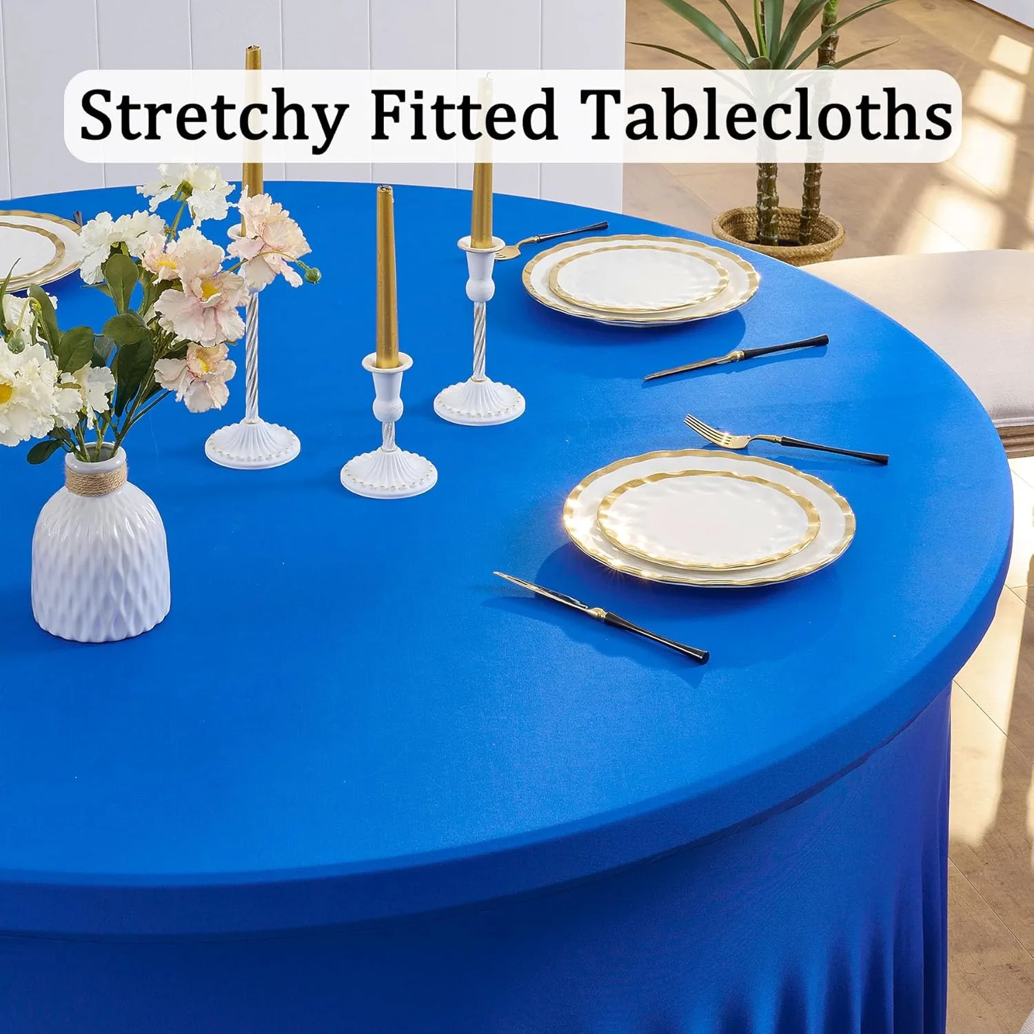 blue spandex tablecloth 72 2