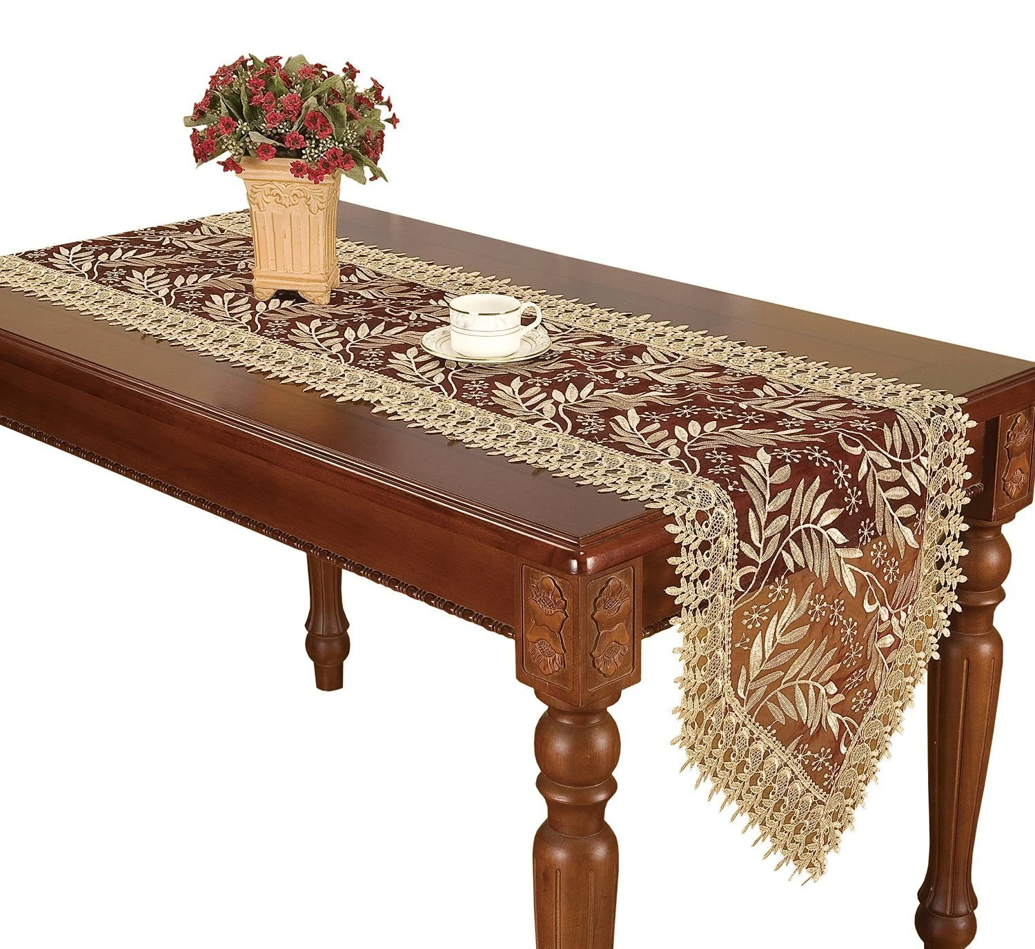 burgundy lace table runner 1