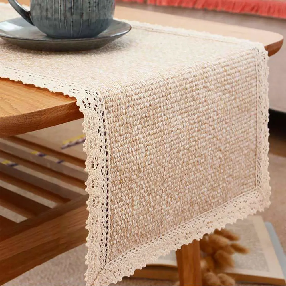 burlap lace table runner 1