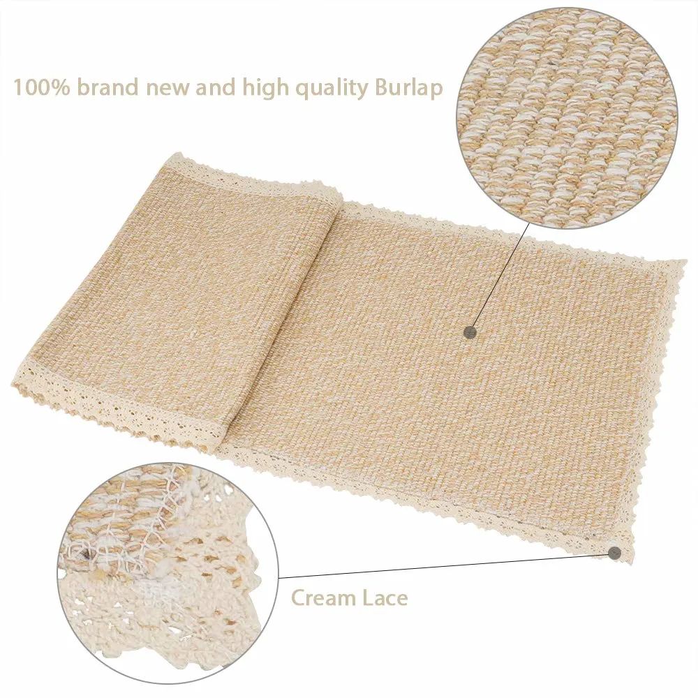 burlap lace table runner 2