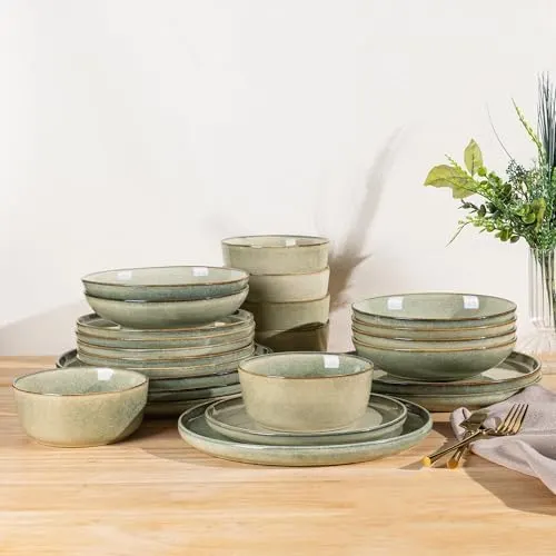 Ceramic Dinnerware Set for 6 - Reactive Glaze