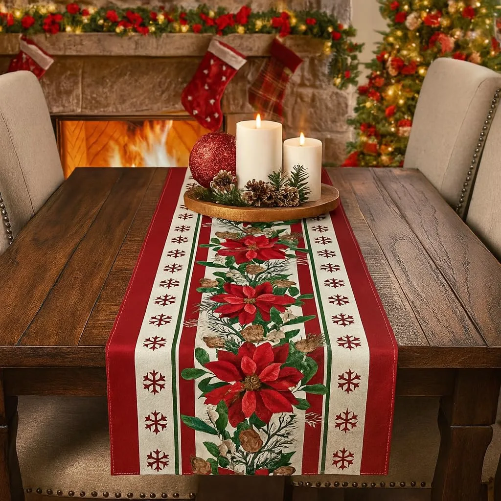 christmas table runner linen 2