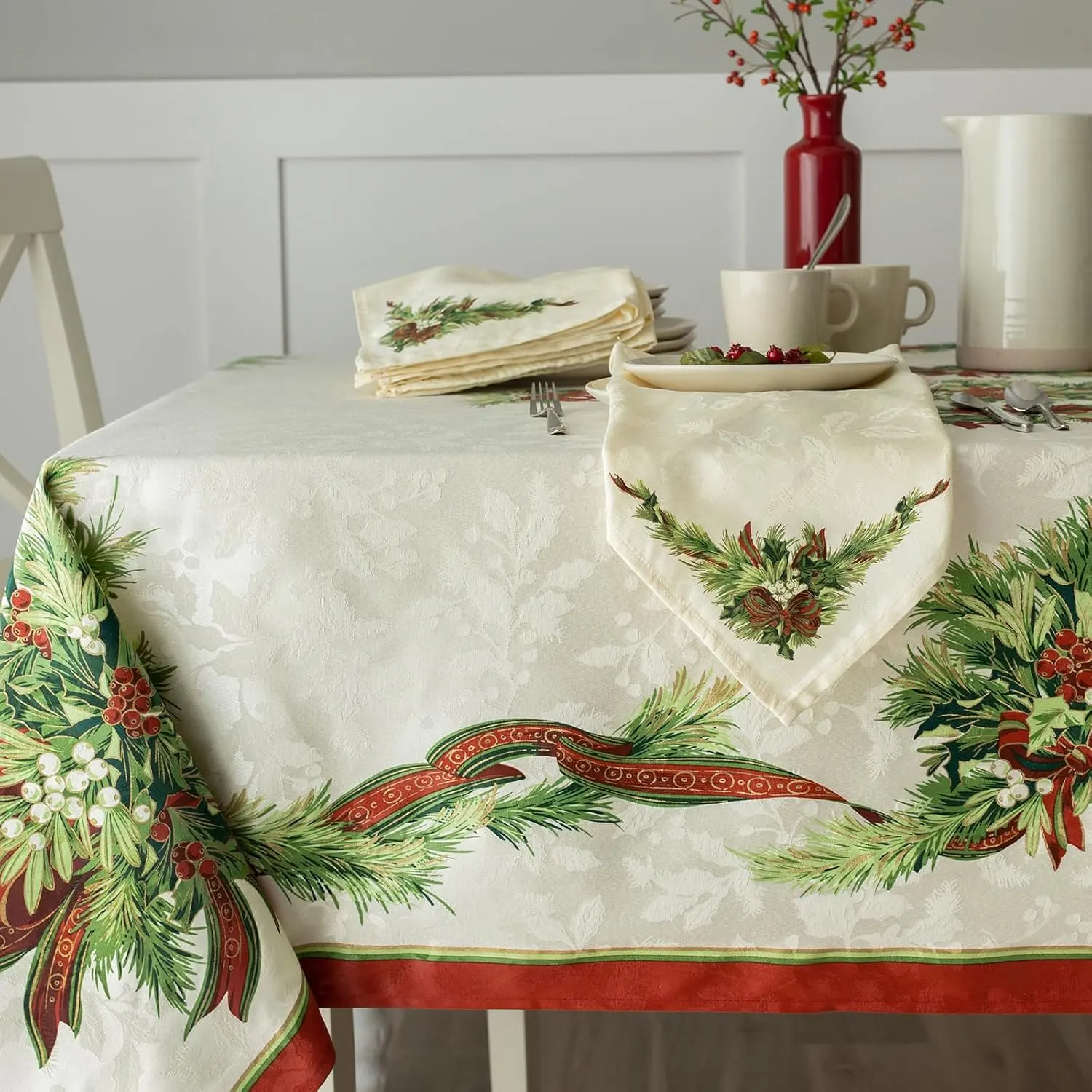 christmas tablecloth ribbons 2