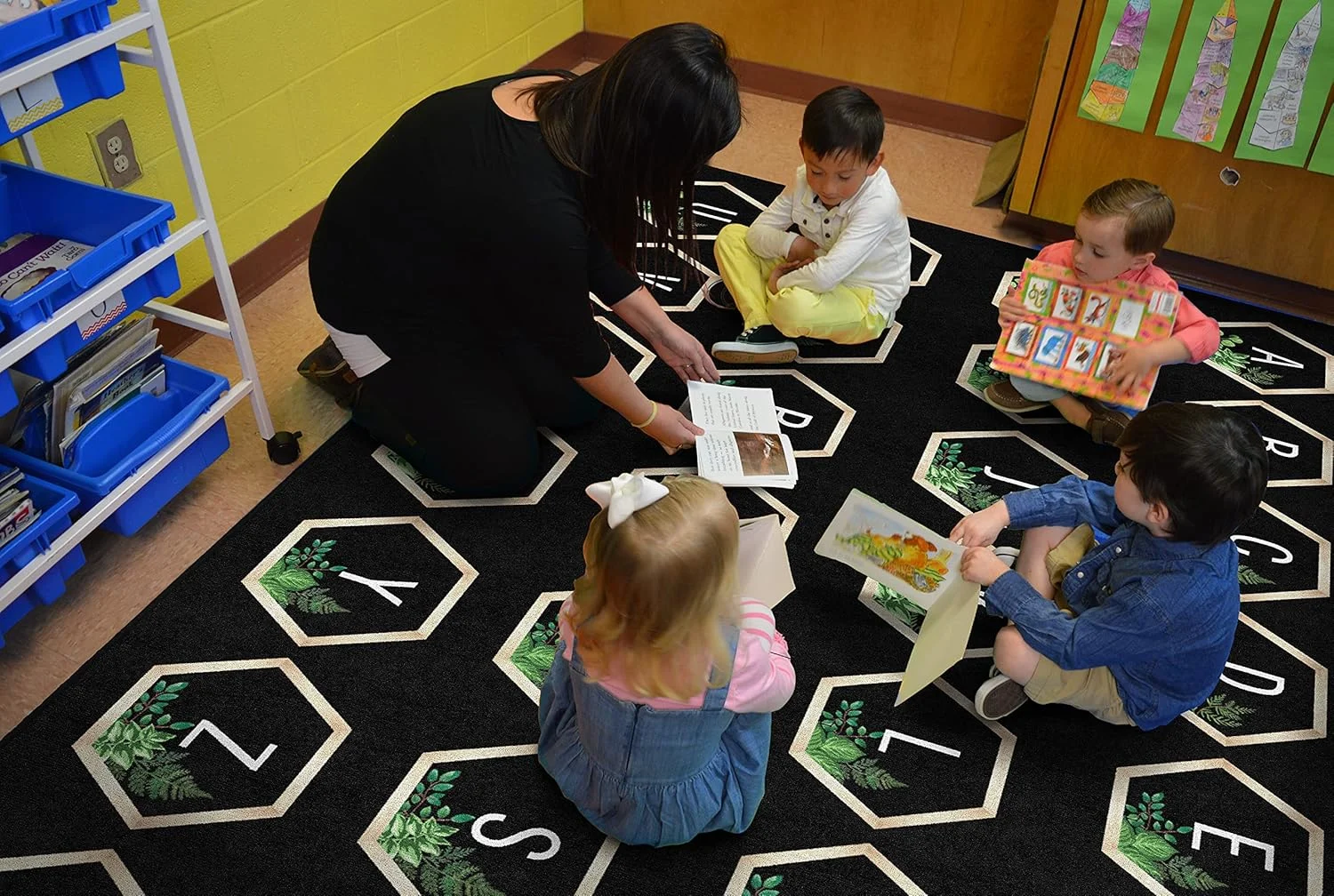 classroom rug abcs boho black 2