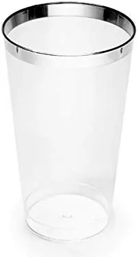 Clear Silver Rim Tumblers 200 Pack