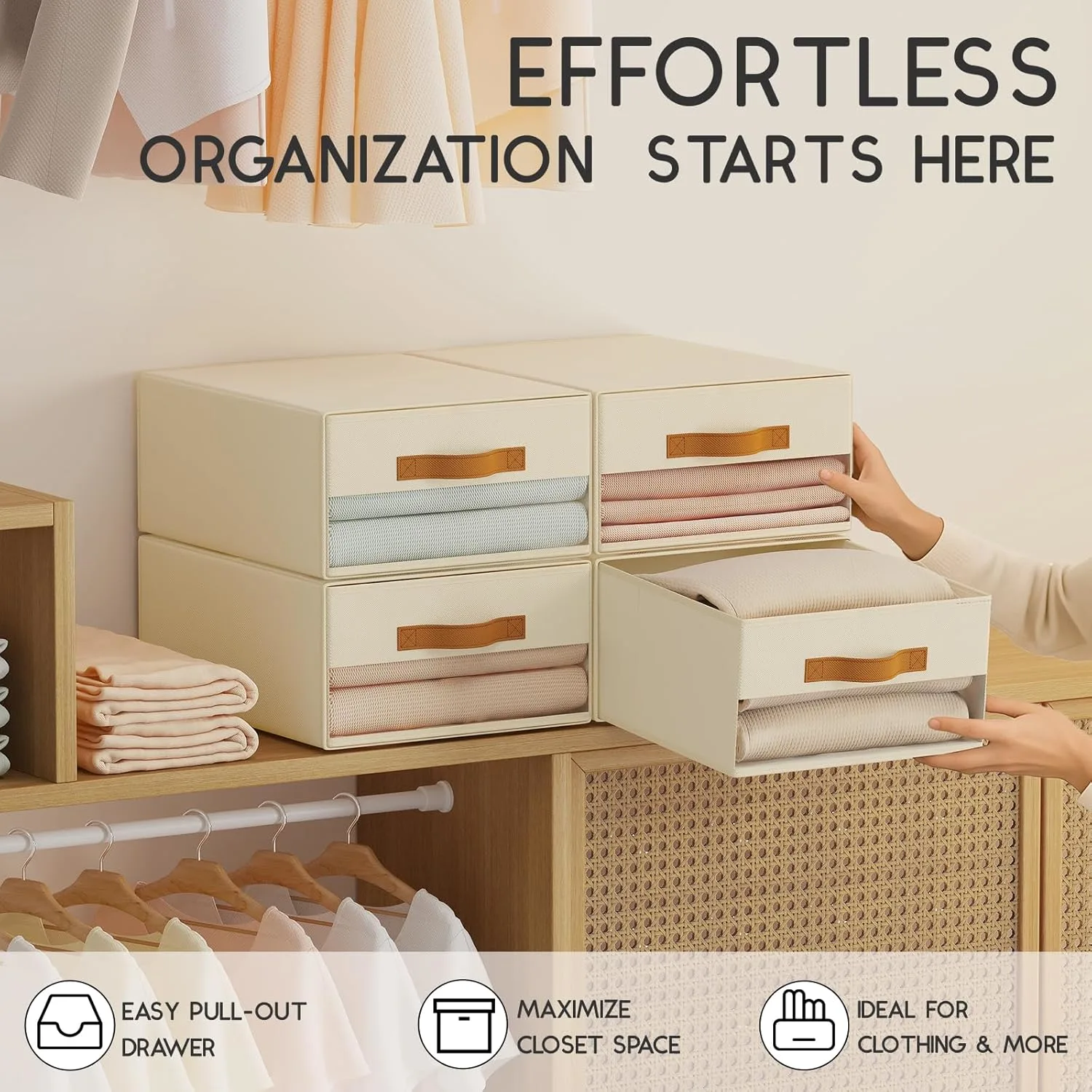 closet storage bins stackable fabric 2