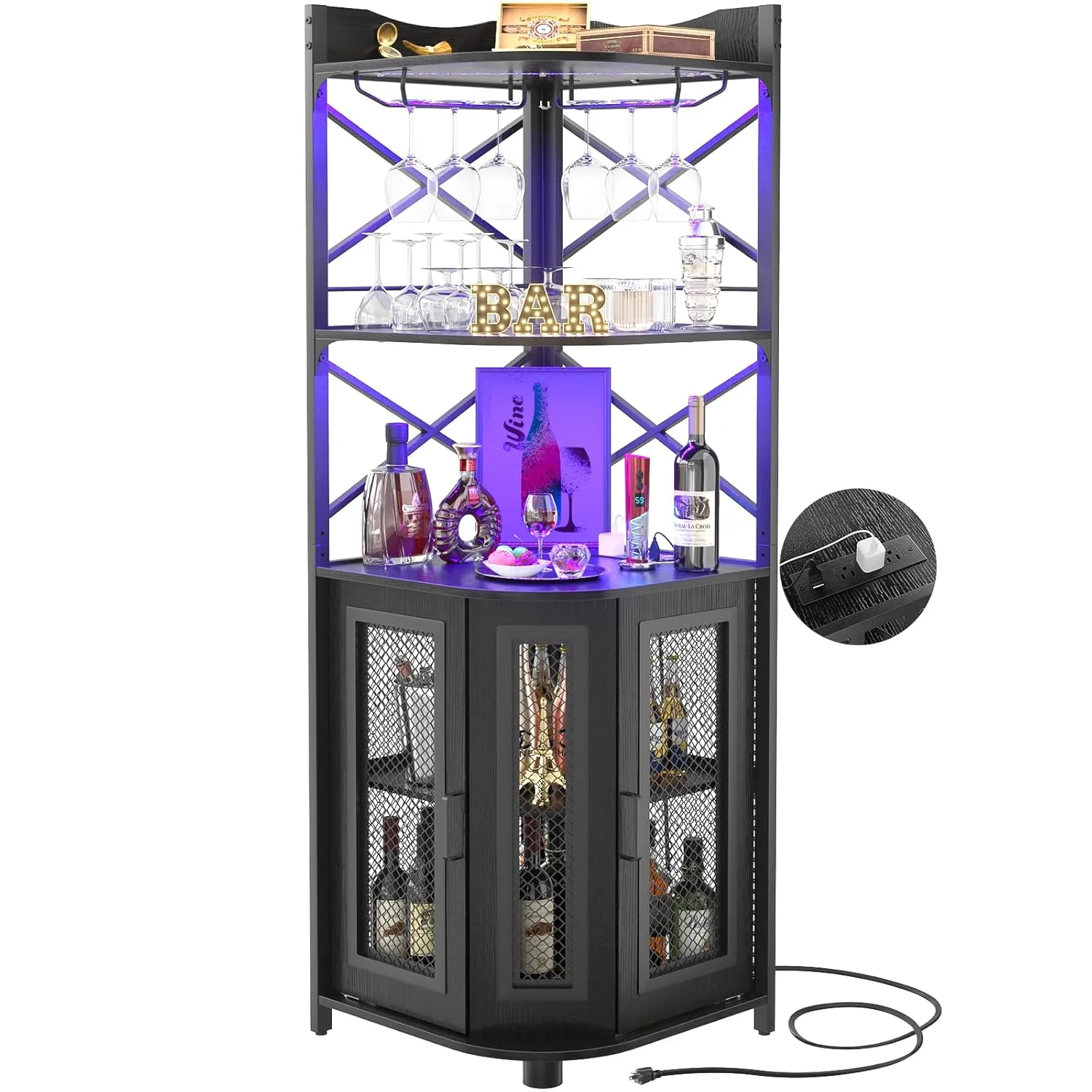 corner bar cabinet led 1