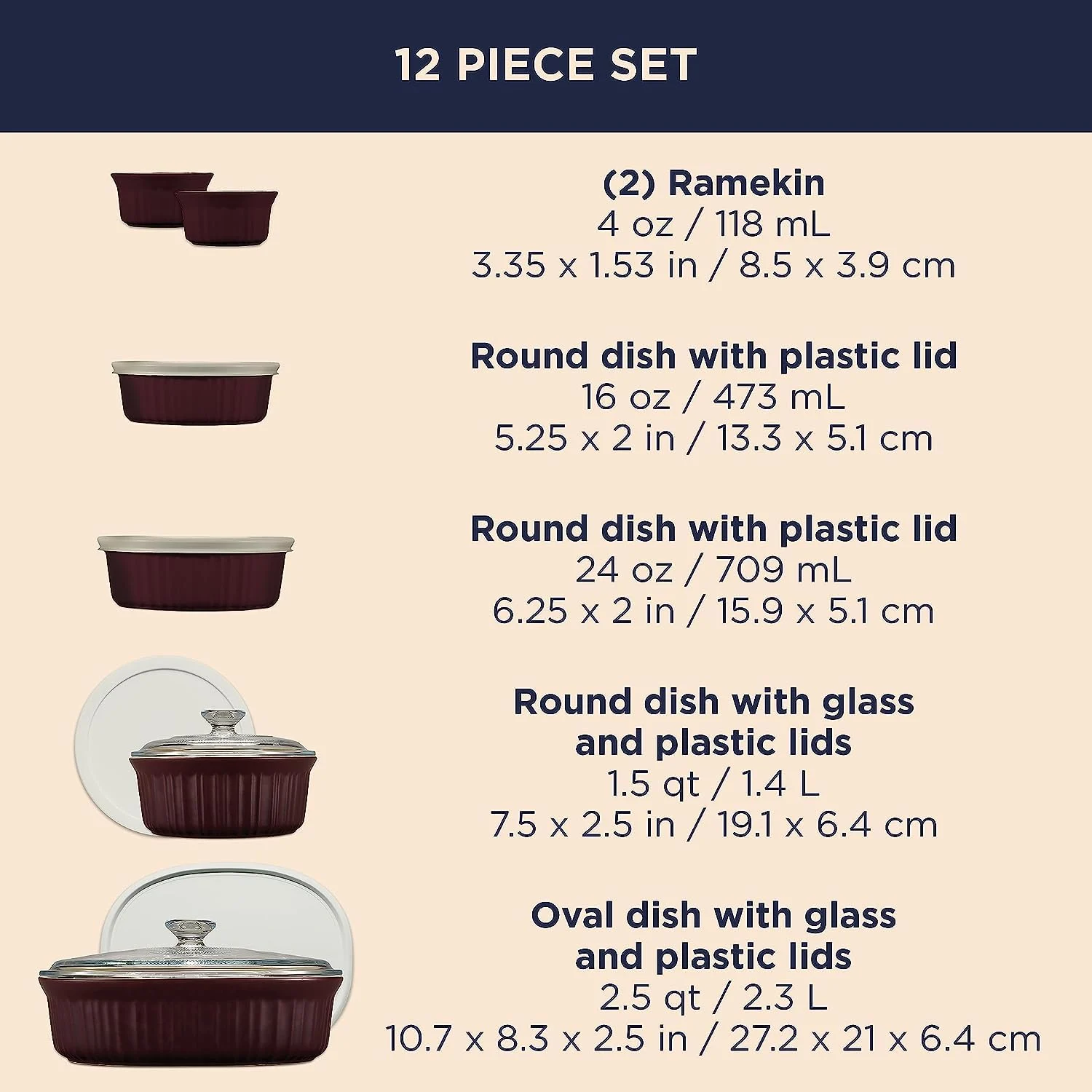 corningware ceramic bakeware set 2