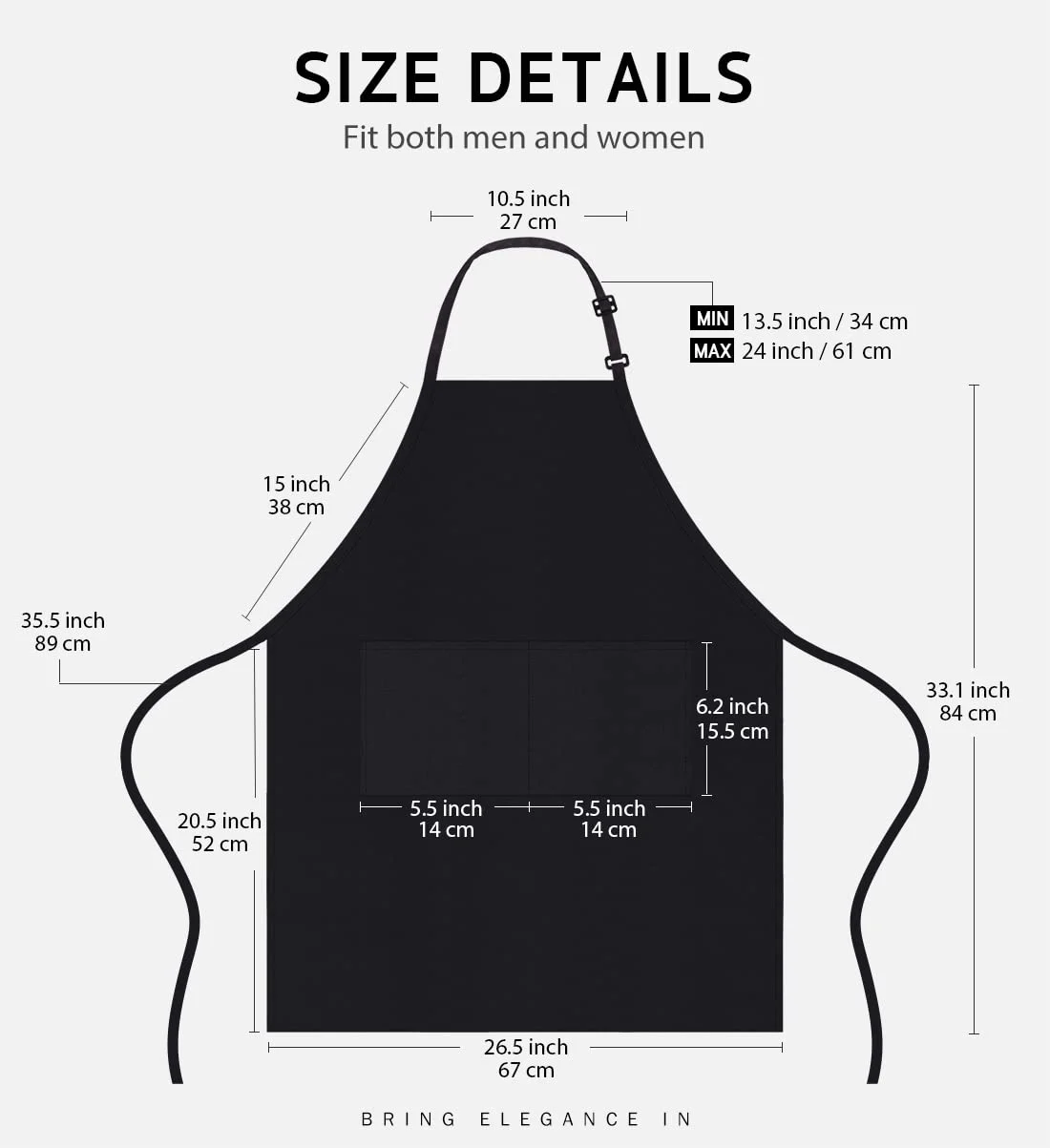 cotton bib apron black 2