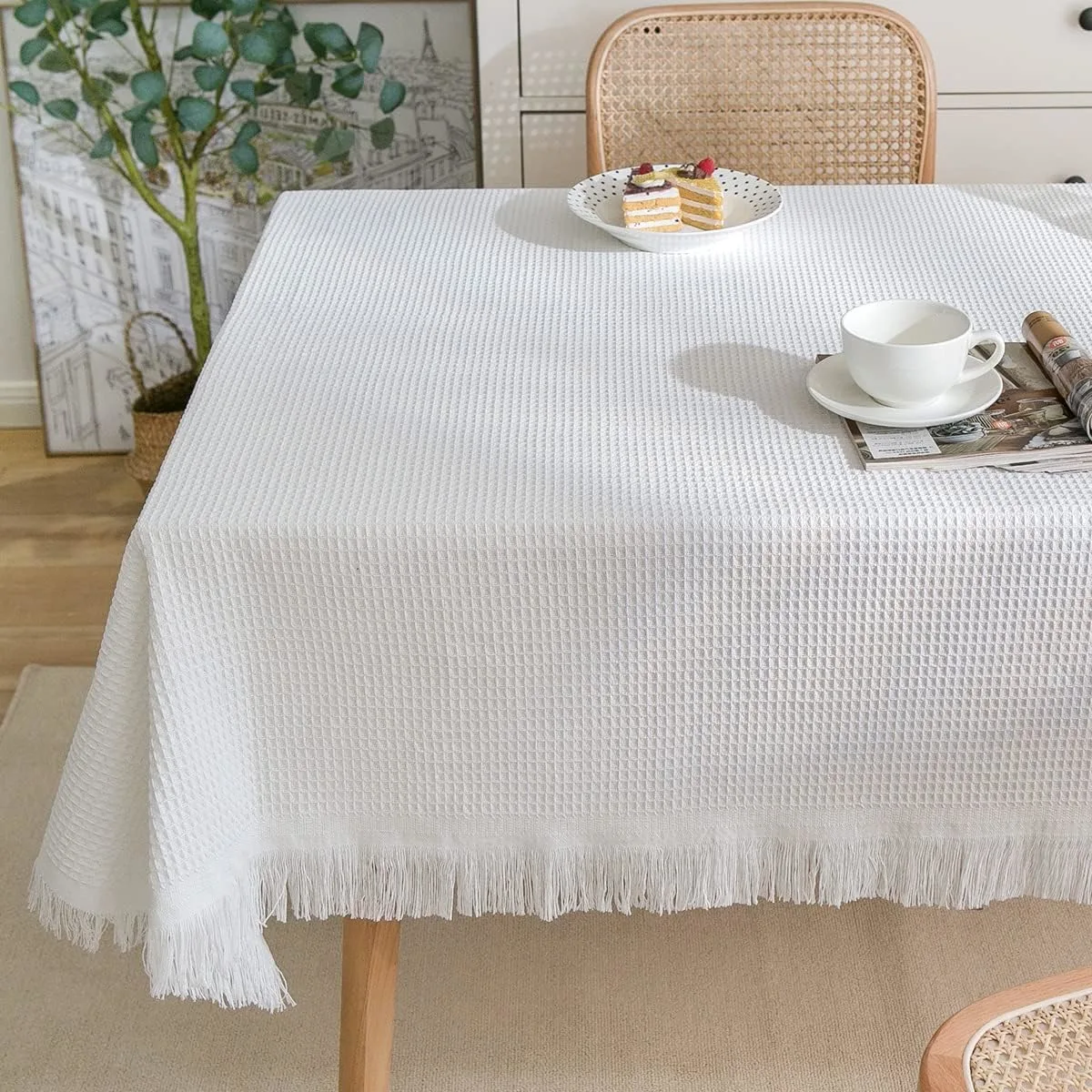 cotton linen tablecloth tassel 1