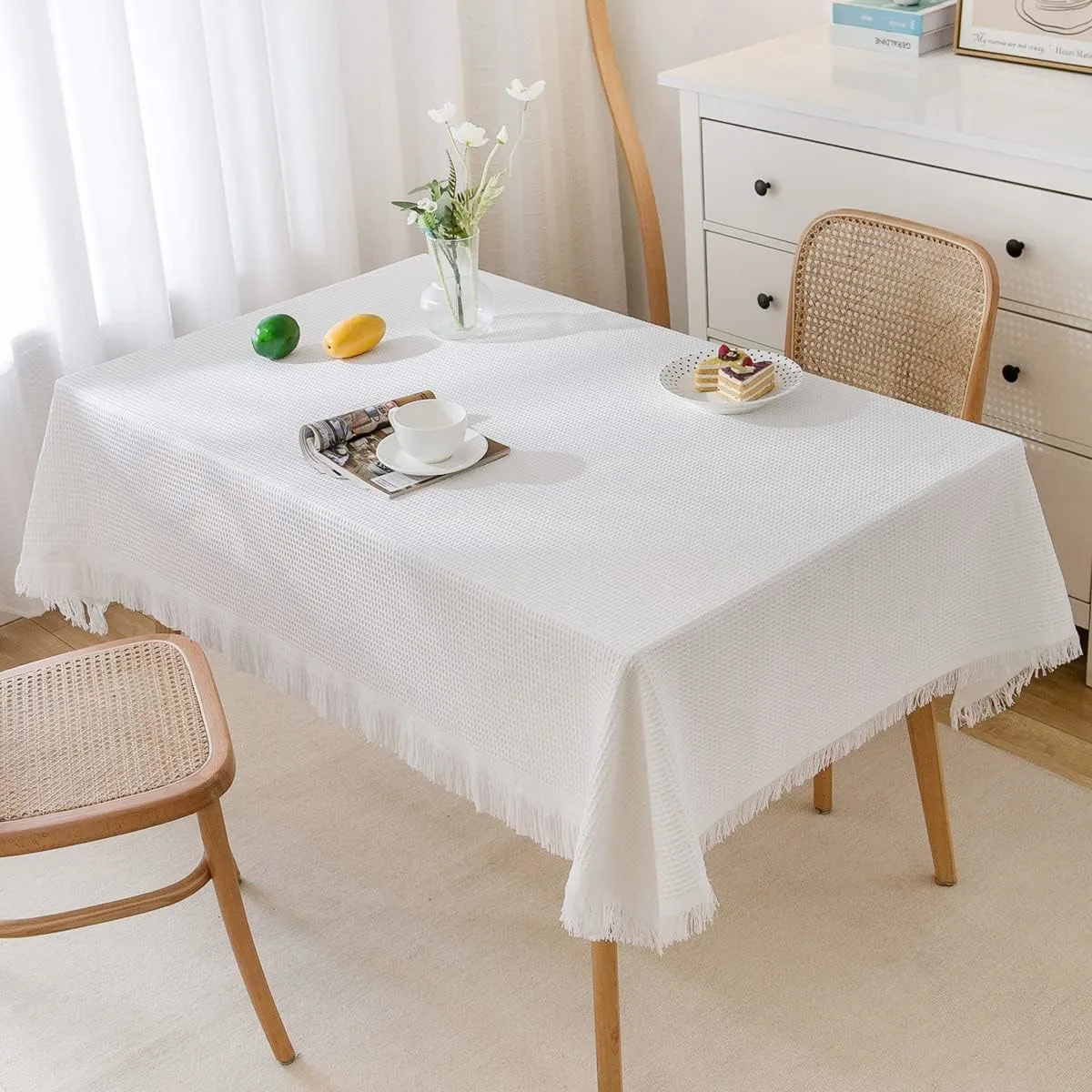 cotton linen tablecloth tassel 2