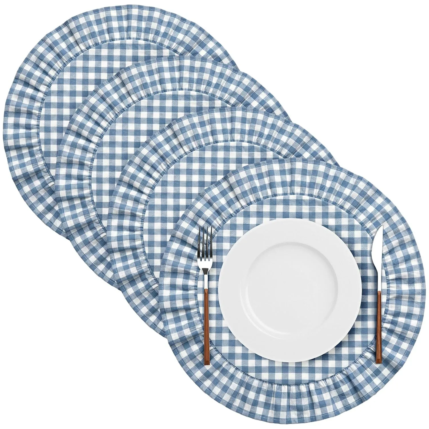 cotton scalloped placemats blue 1
