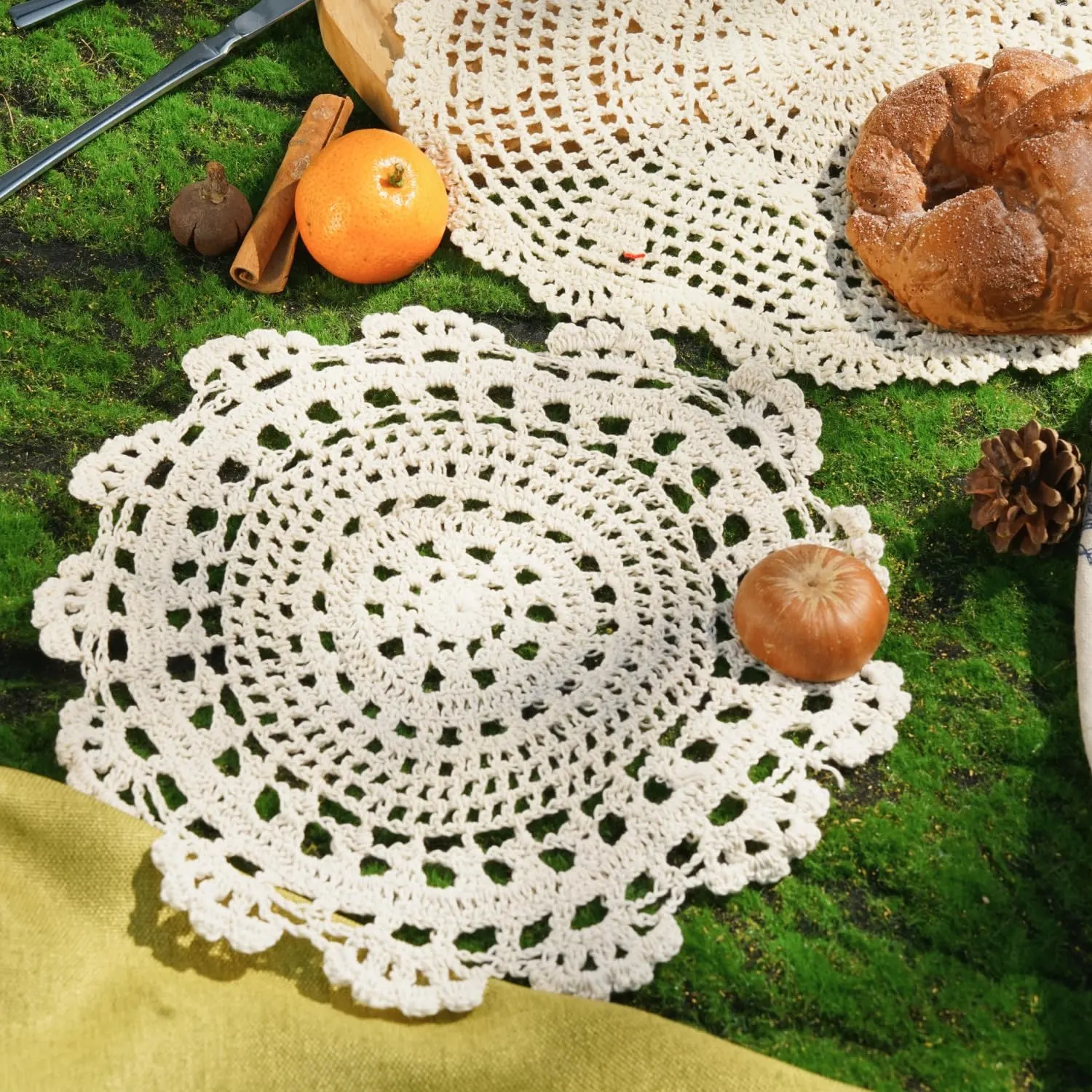 crochet doilies beige 2