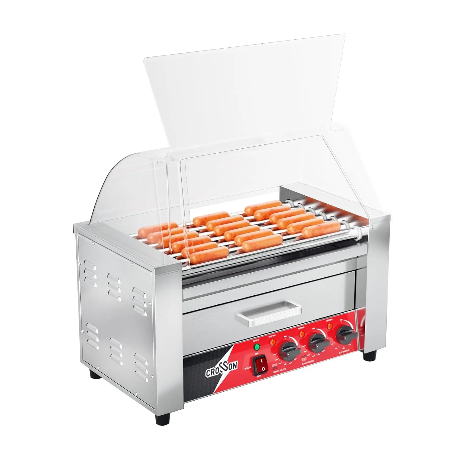 crosson 2 in 1 hot dog roller grill bun warmer sneeze guard 1