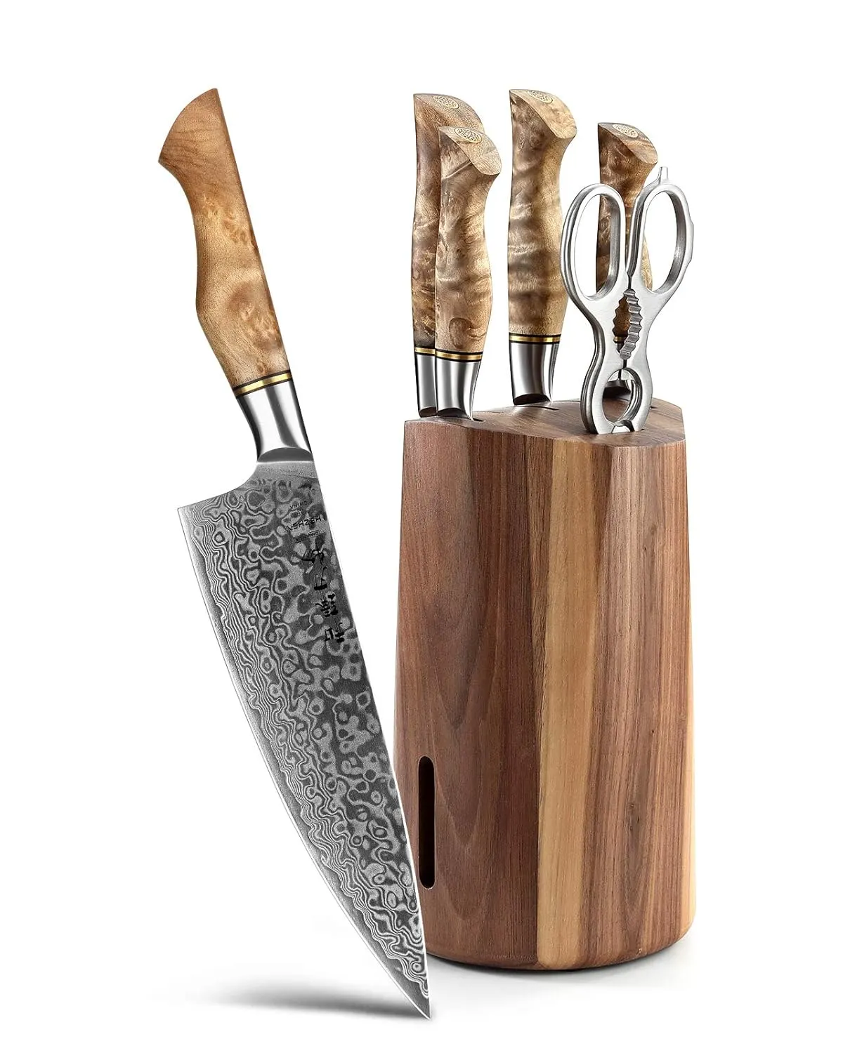 damascus kitchen knife set 1