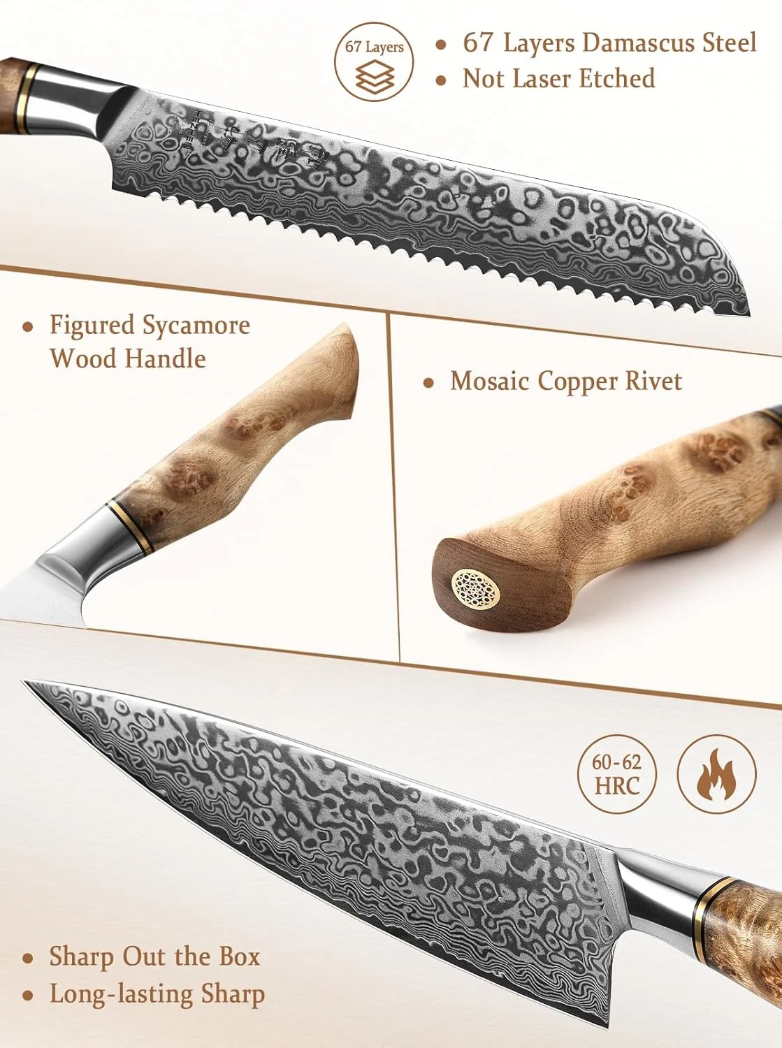 damascus kitchen knife set 2