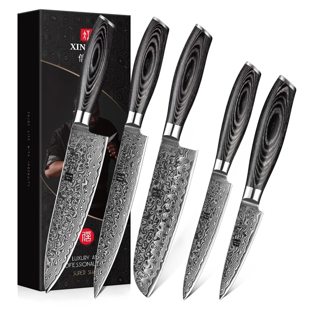 damascus knife set pakka 1