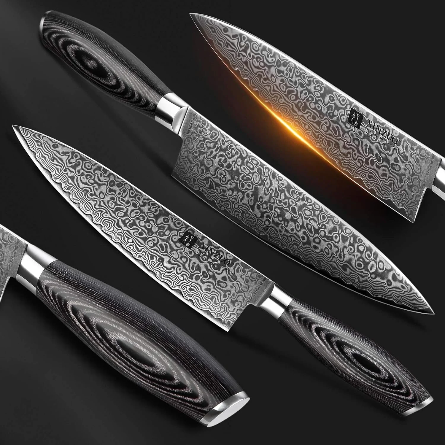 damascus knife set pakka 2