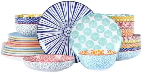 Dinnerware Set for 6 - 24 Piece Plate Bowl Set