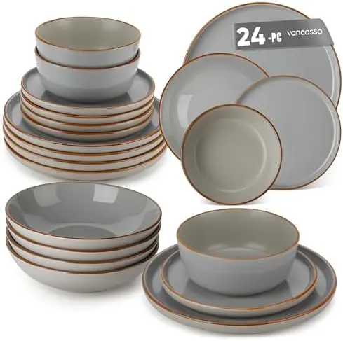 18-Piece Dinnerware Set | Vancasso Reno Grey