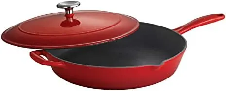 enameled cast iron skillet red 1
