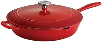 enameled cast iron skillet red 2