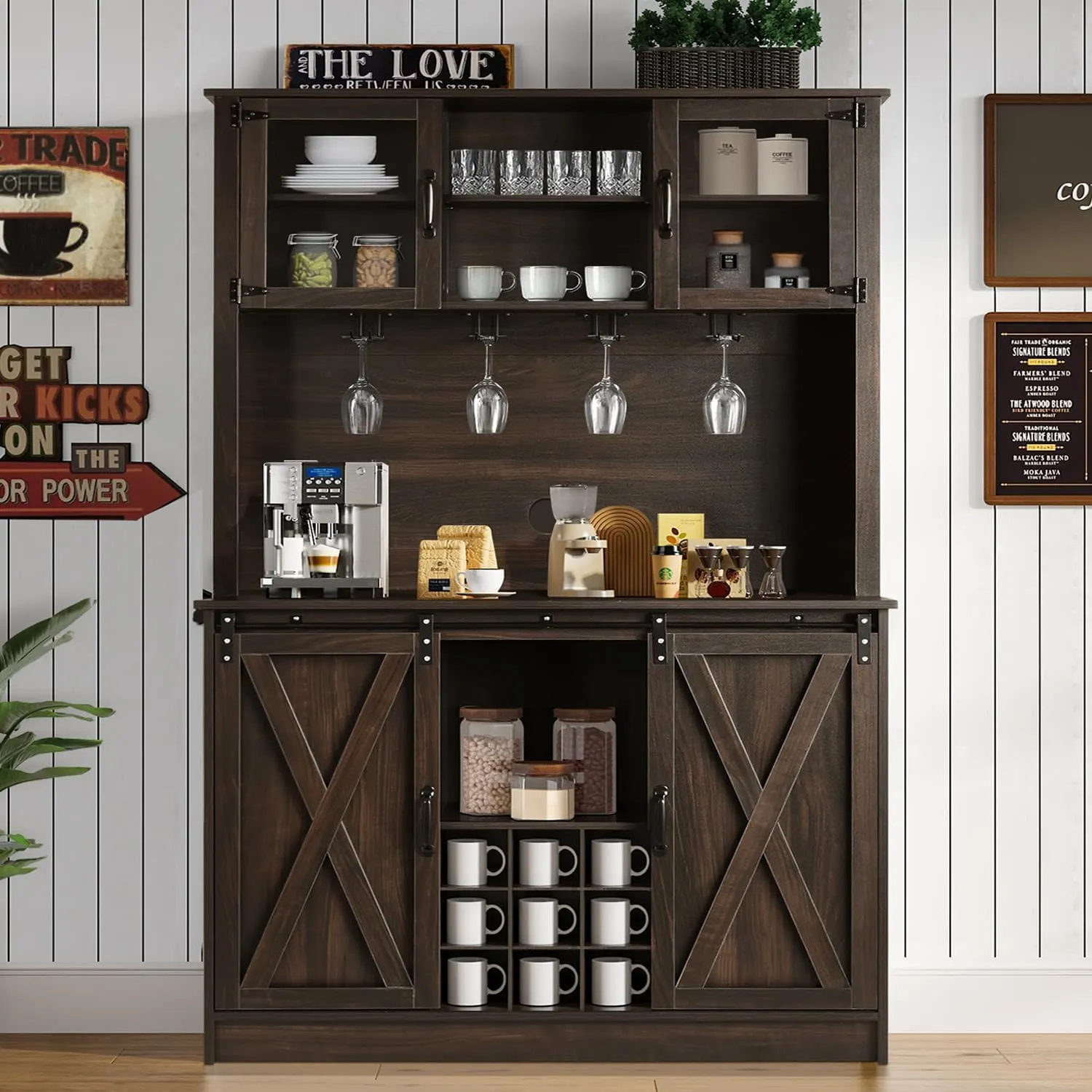 farmhouse coffee bar cabinet 1