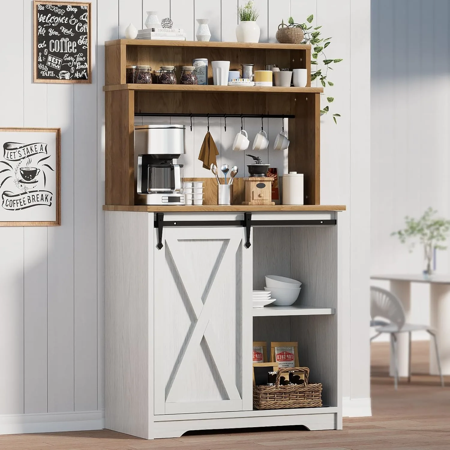 farmhouse coffee bar hutch 1