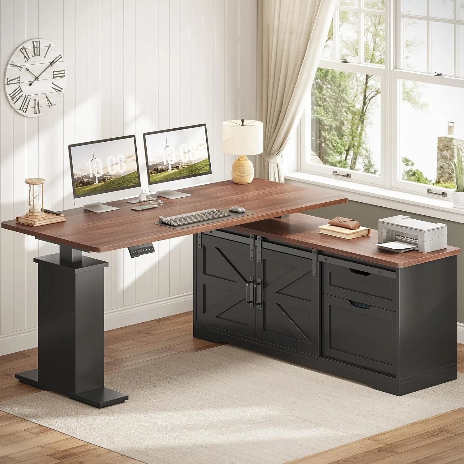 farmhouse l shaped standing desk 1