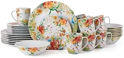 Fitz and Floyd Garden Delight 32-Piece Dinnerware Set, Service for 8, Multicolor