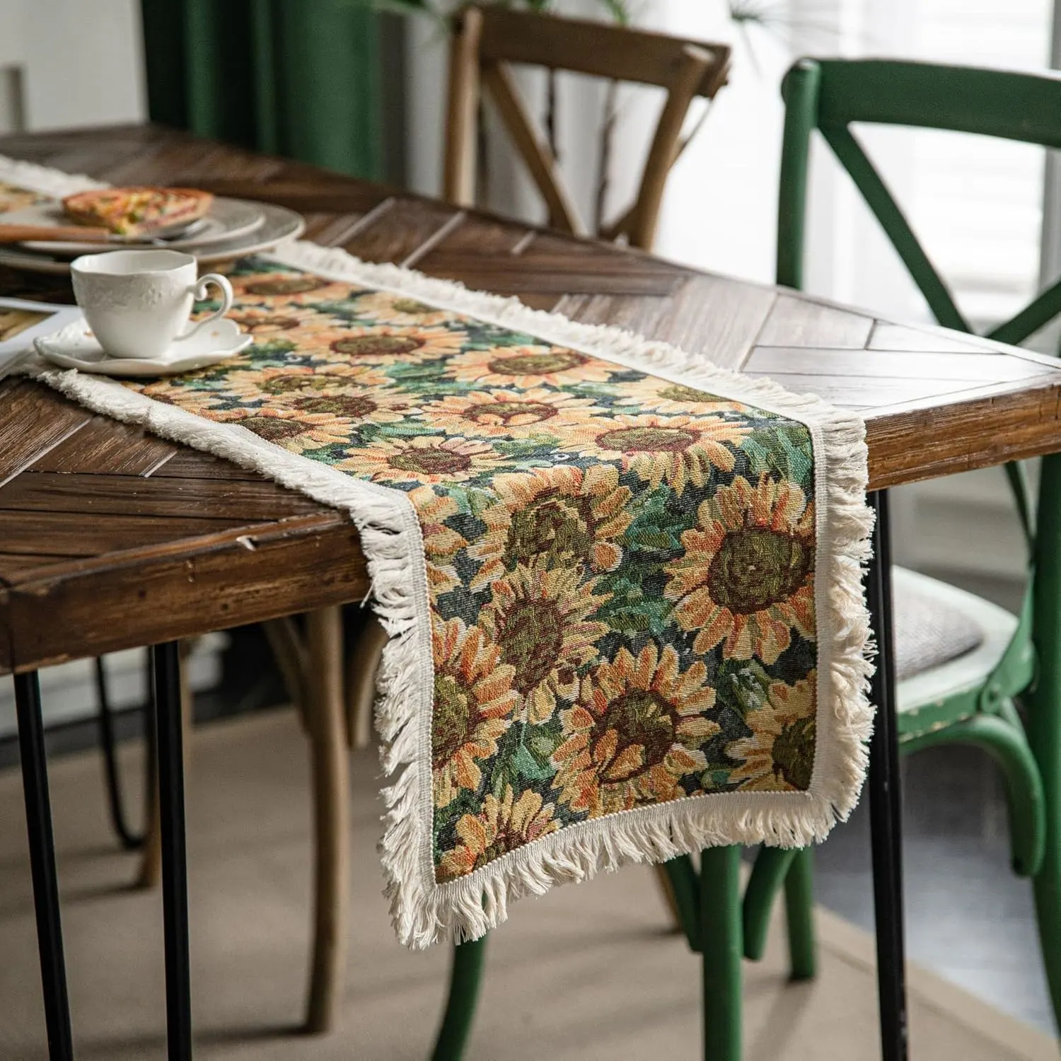 floral table runner blue 1
