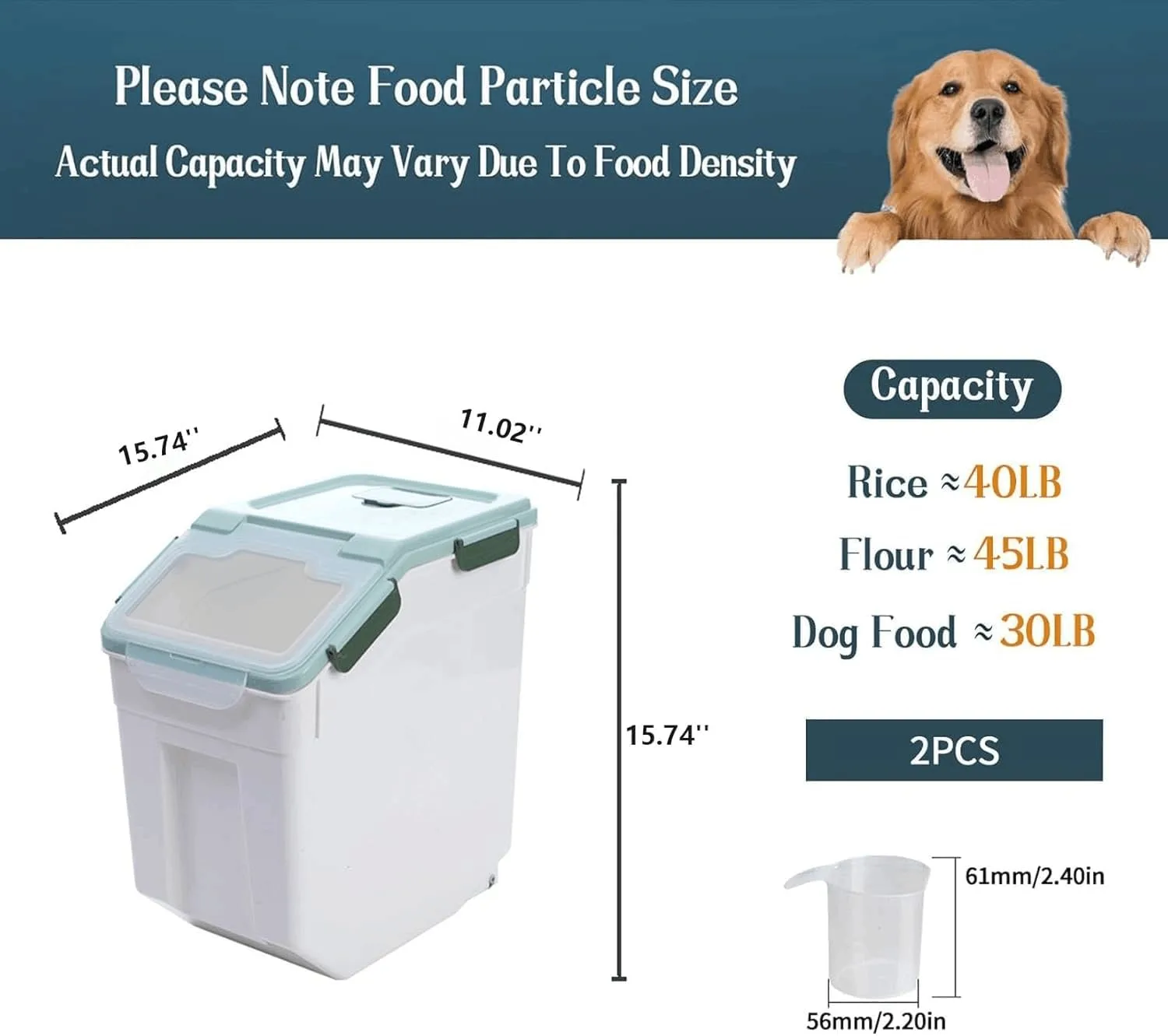 flour storage container 50lb airtight 2
