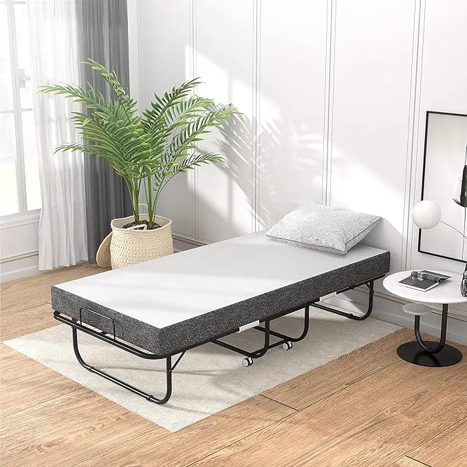 Foxemart folding bed with portable mattress, 75×31 inches.