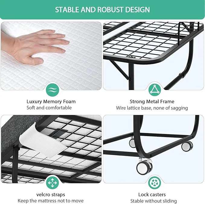 foxemart folding bed with portable mattress | 75×31 in