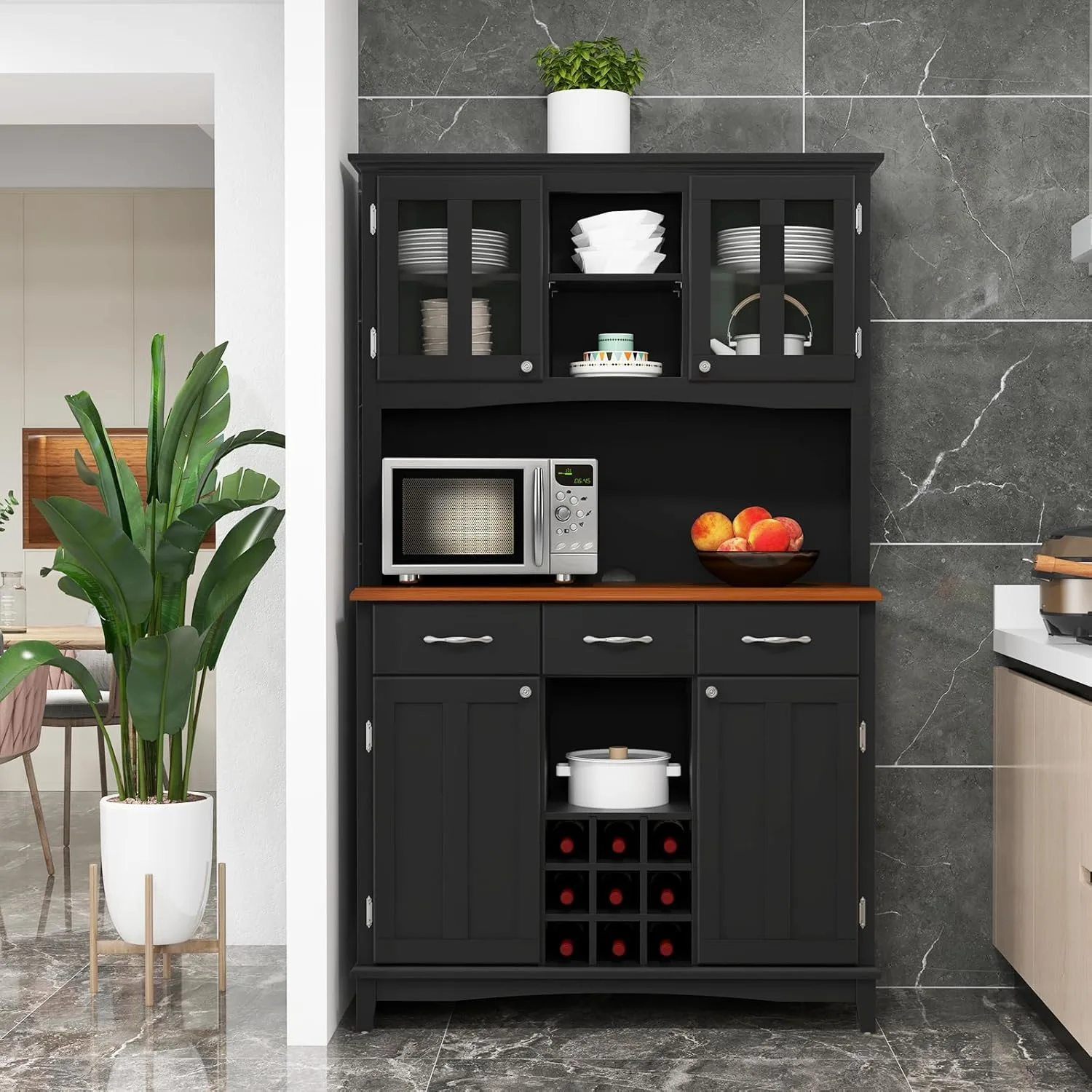 giantex black buffet hutch cabinet 2