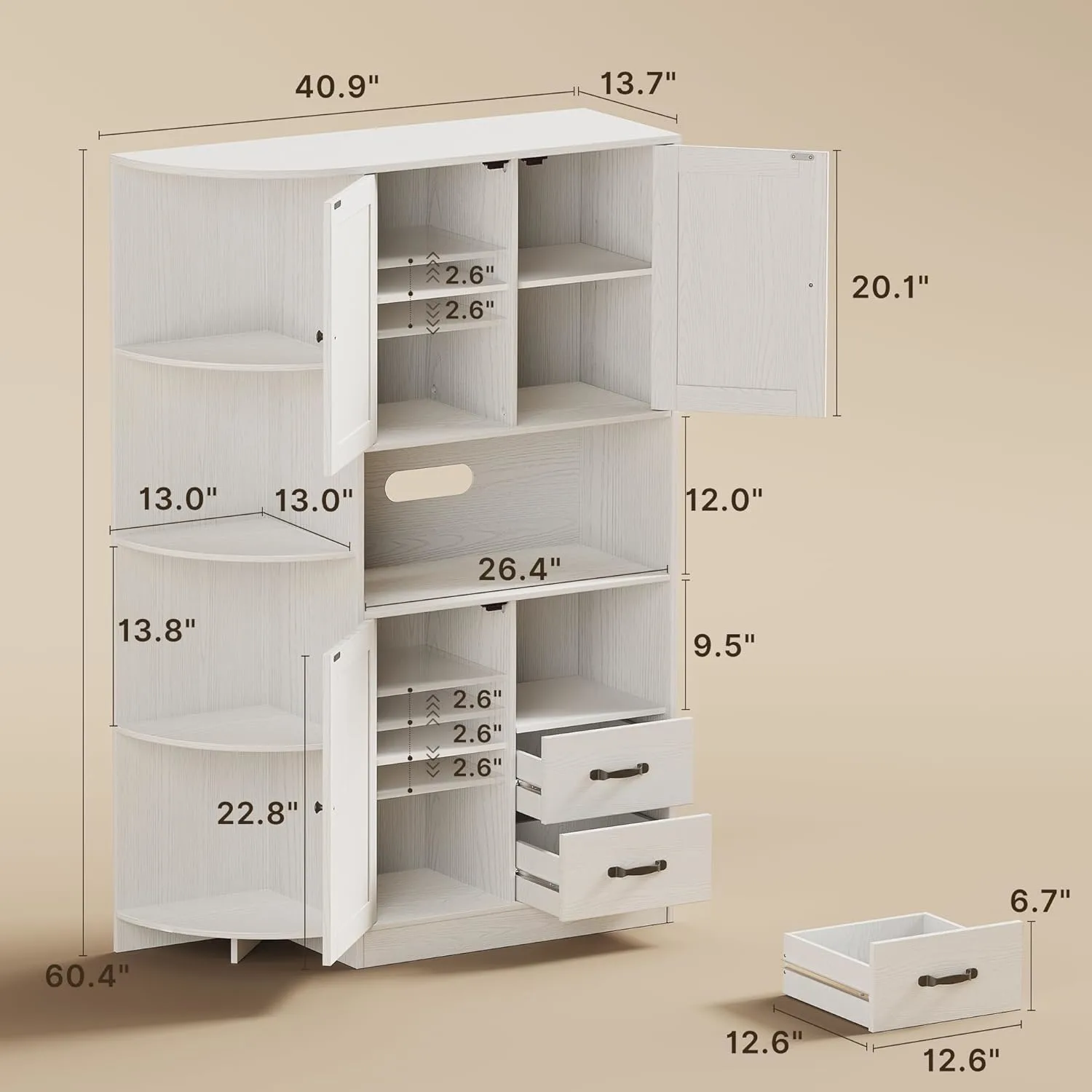 gizoon farmhouse pantry cabinet coffee bar microwave stand 2