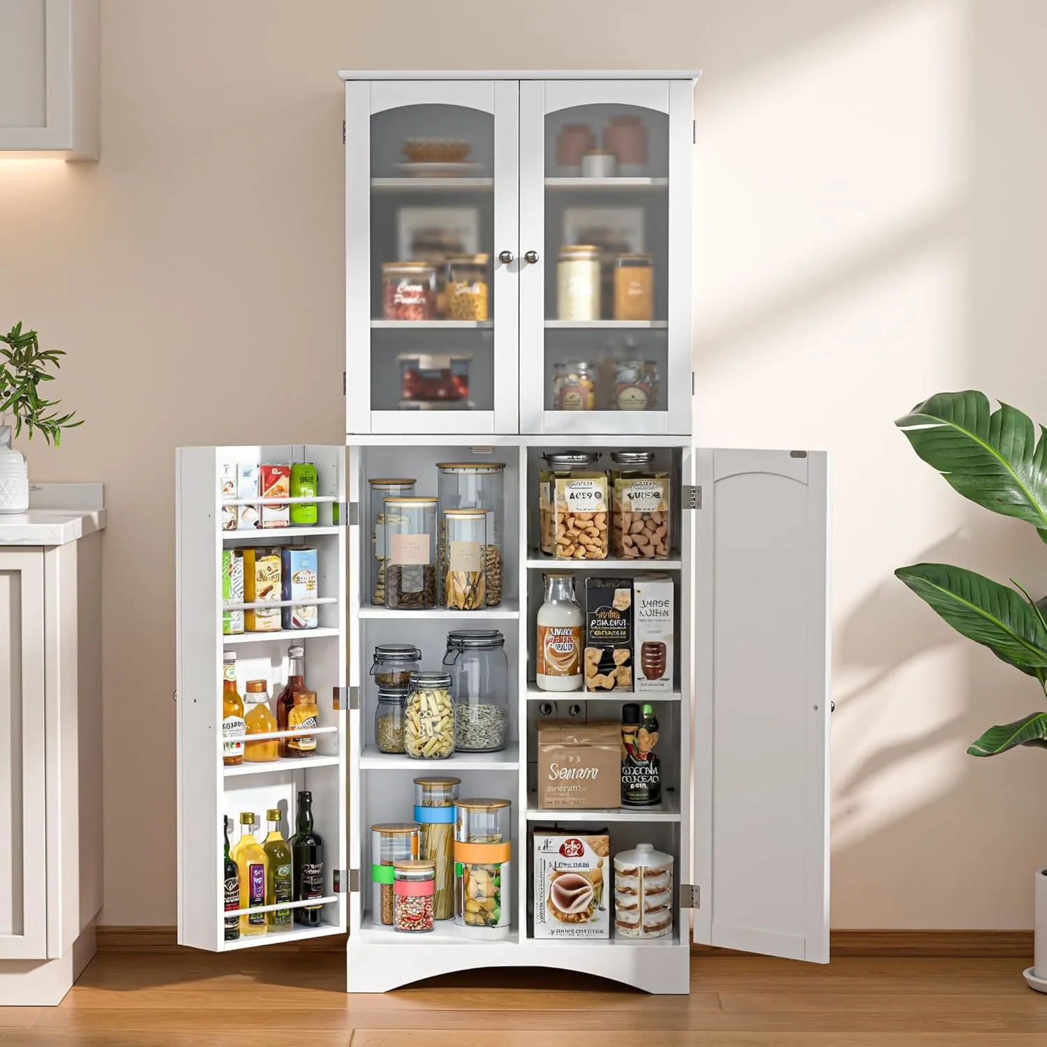 gizoon white kitchen pantry cabinet tall storage 1