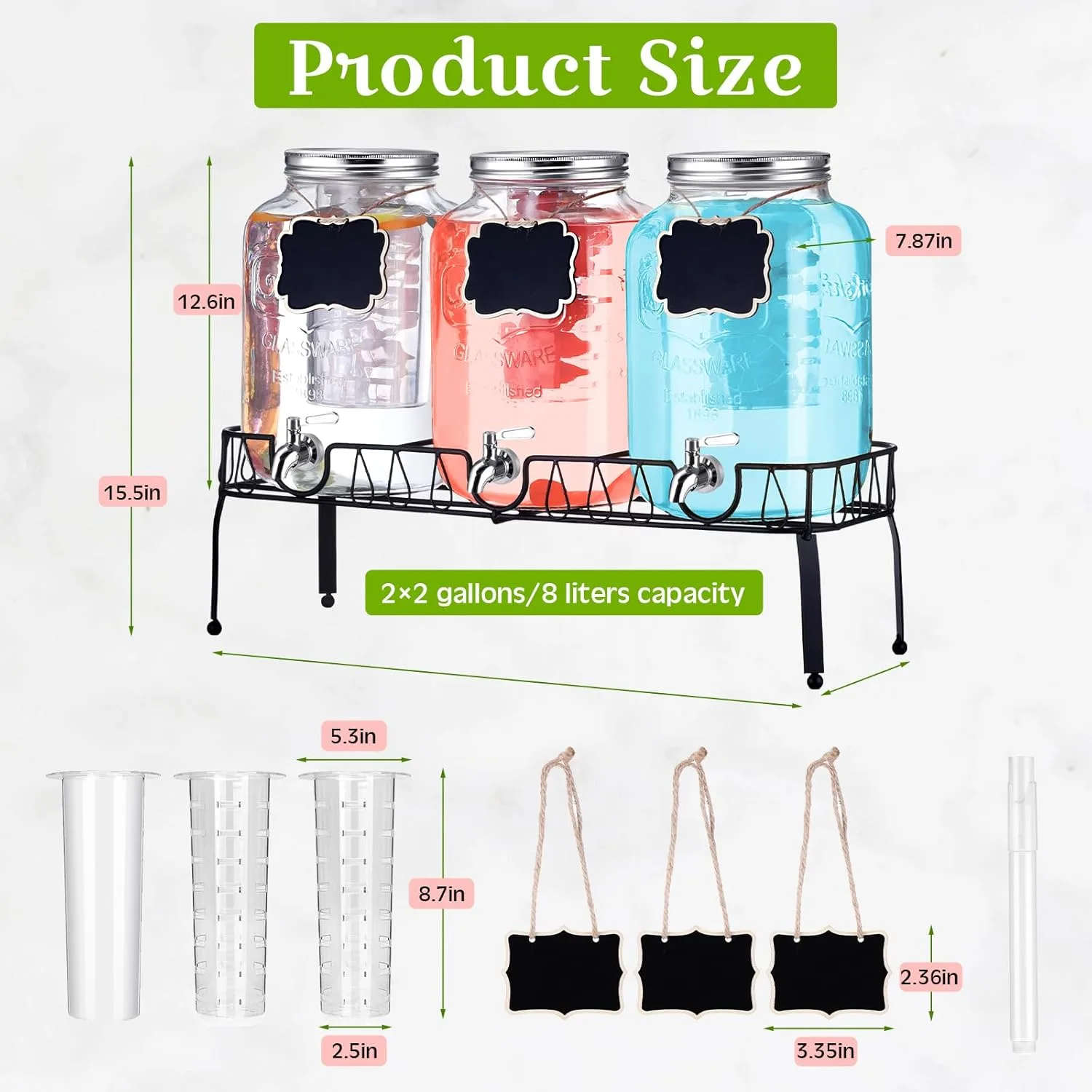 glass drink dispenser set 2