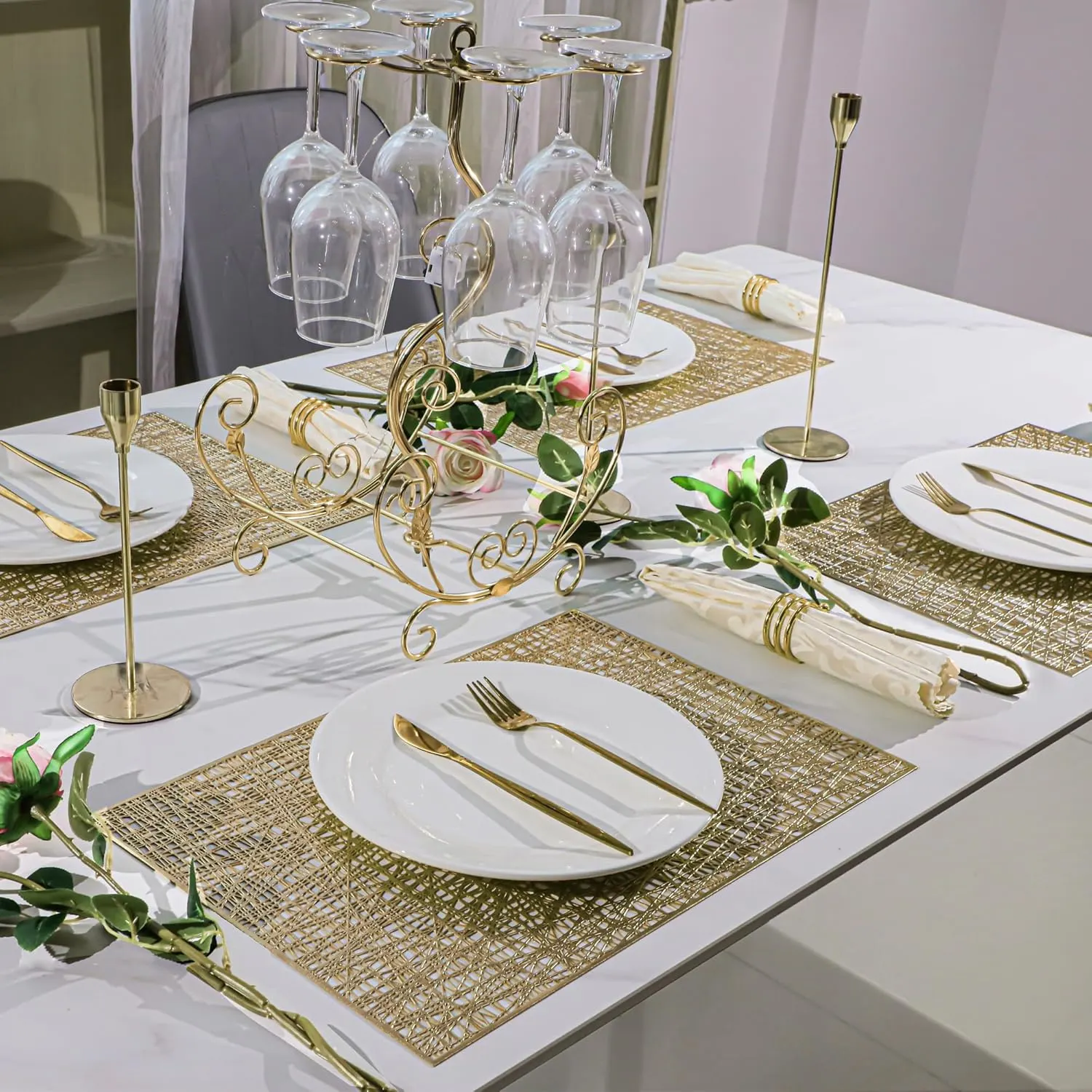 gold placemats vinyl set 2