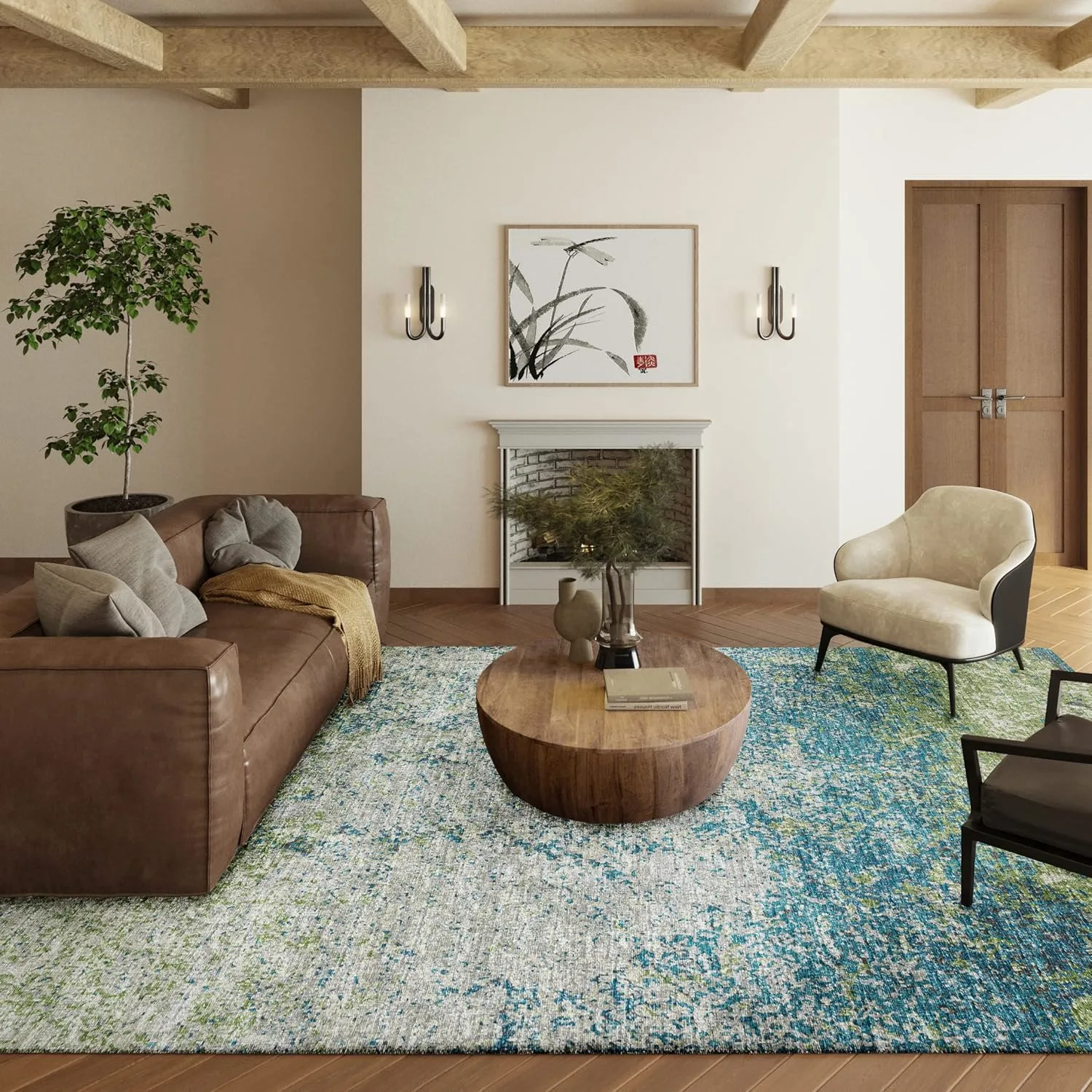 green abstract area rug 10x14 1