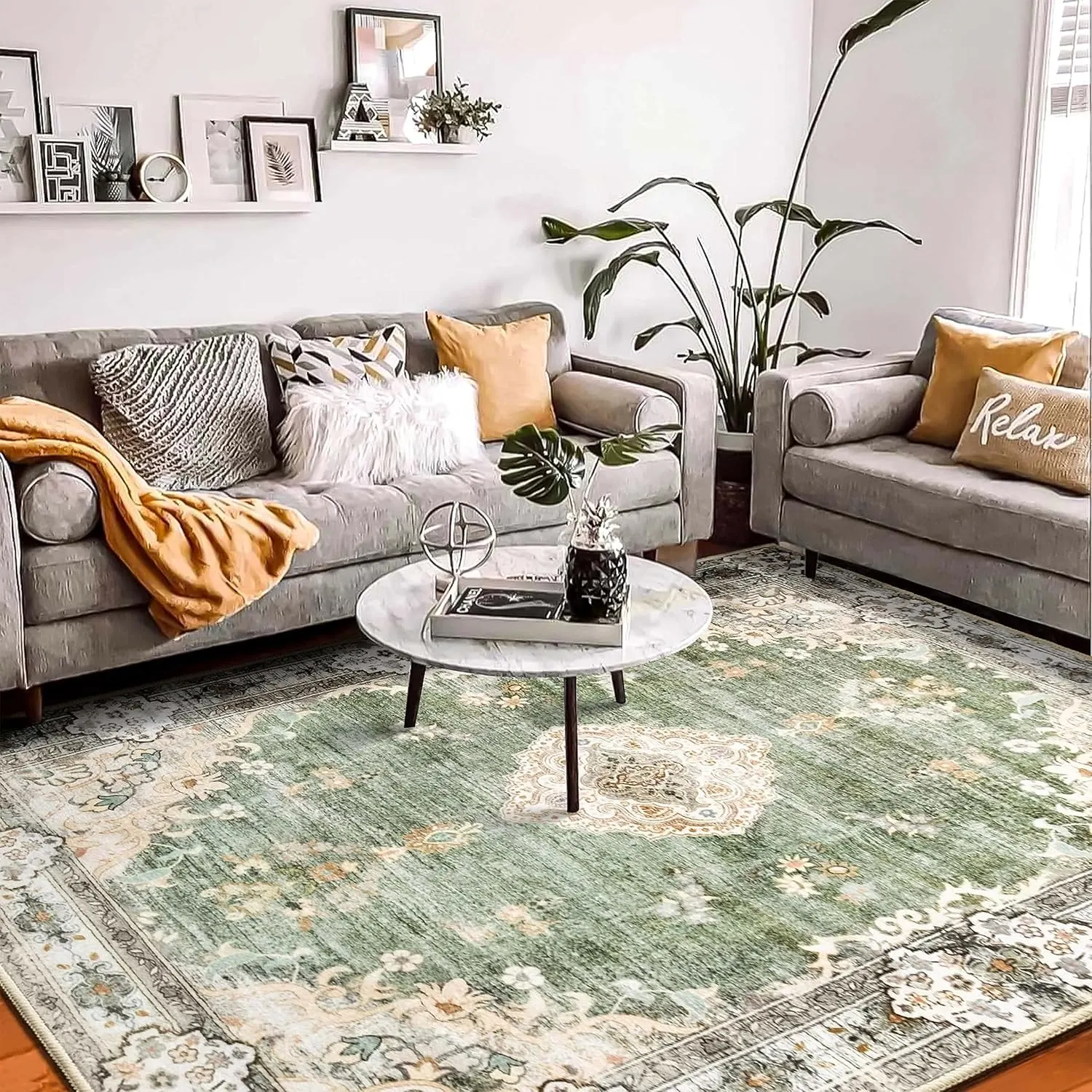 green rug 8x10 washable 1