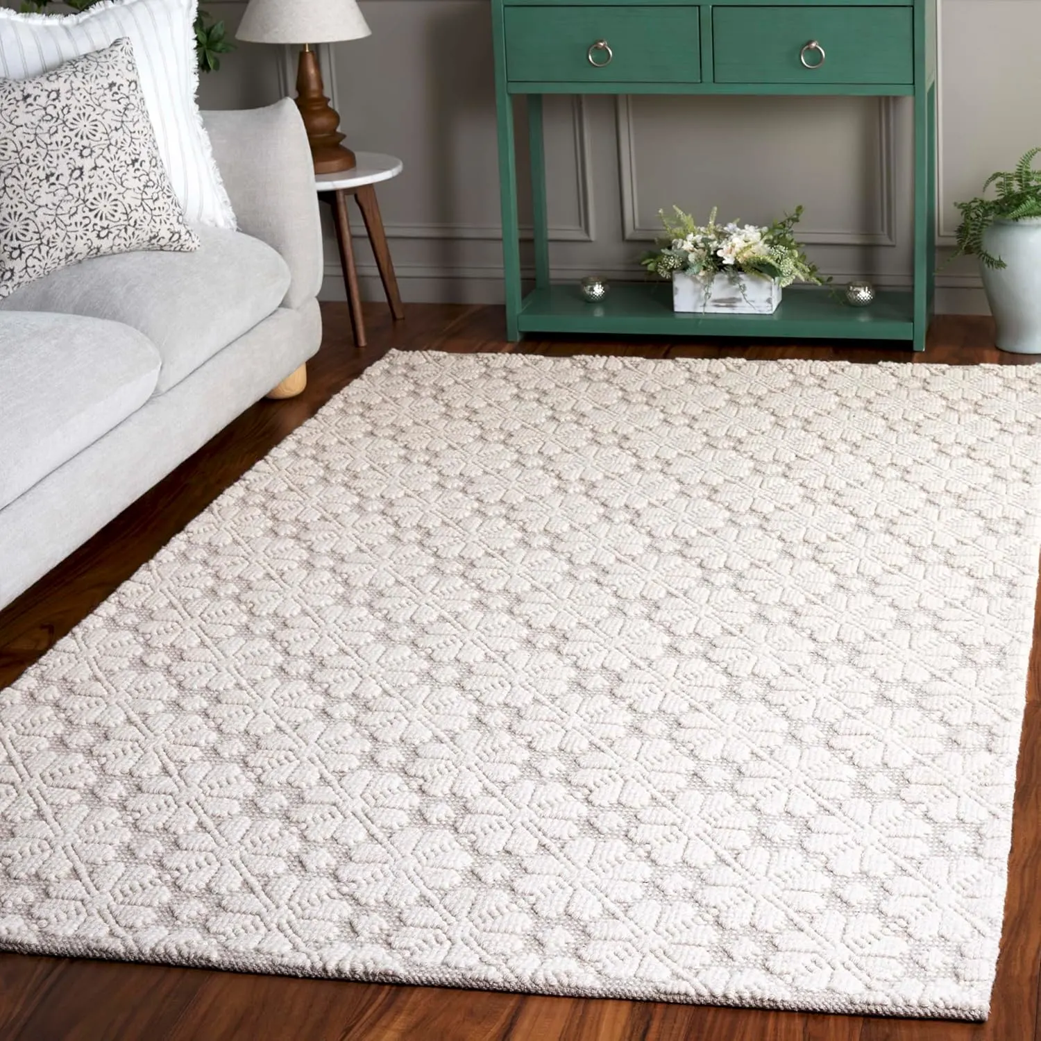 handmade wool area rug ivory 2