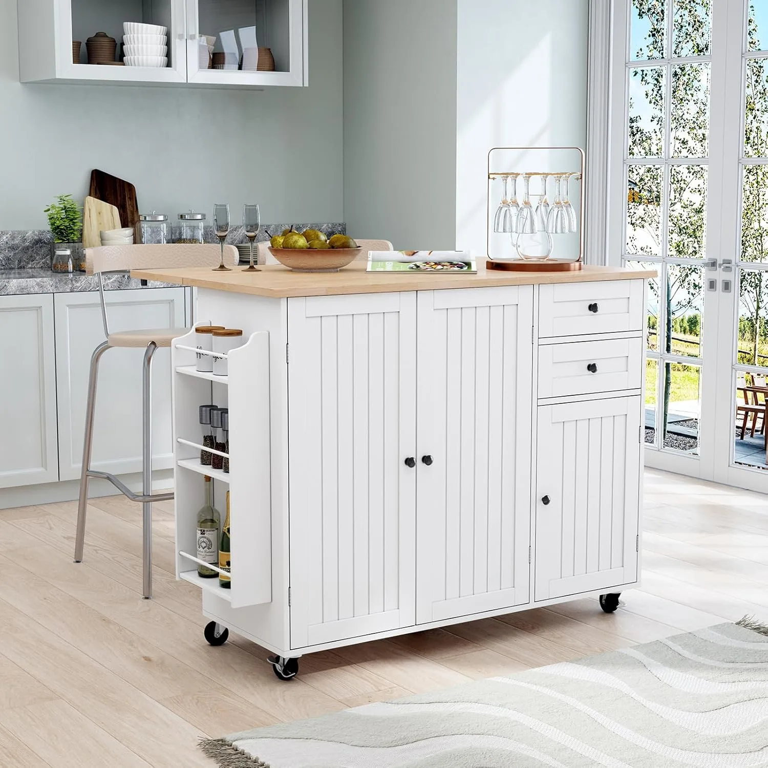 hlr white rolling kitchen island 2