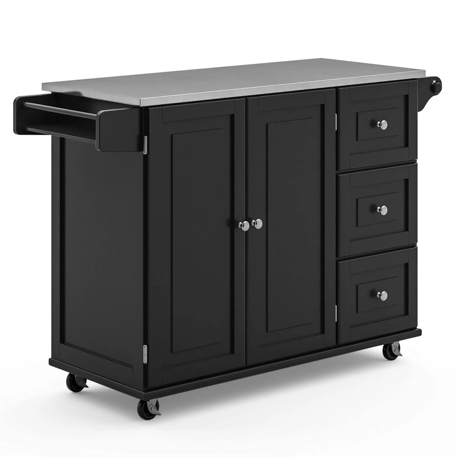 homestyles black kitchen cart stainless steel top 1