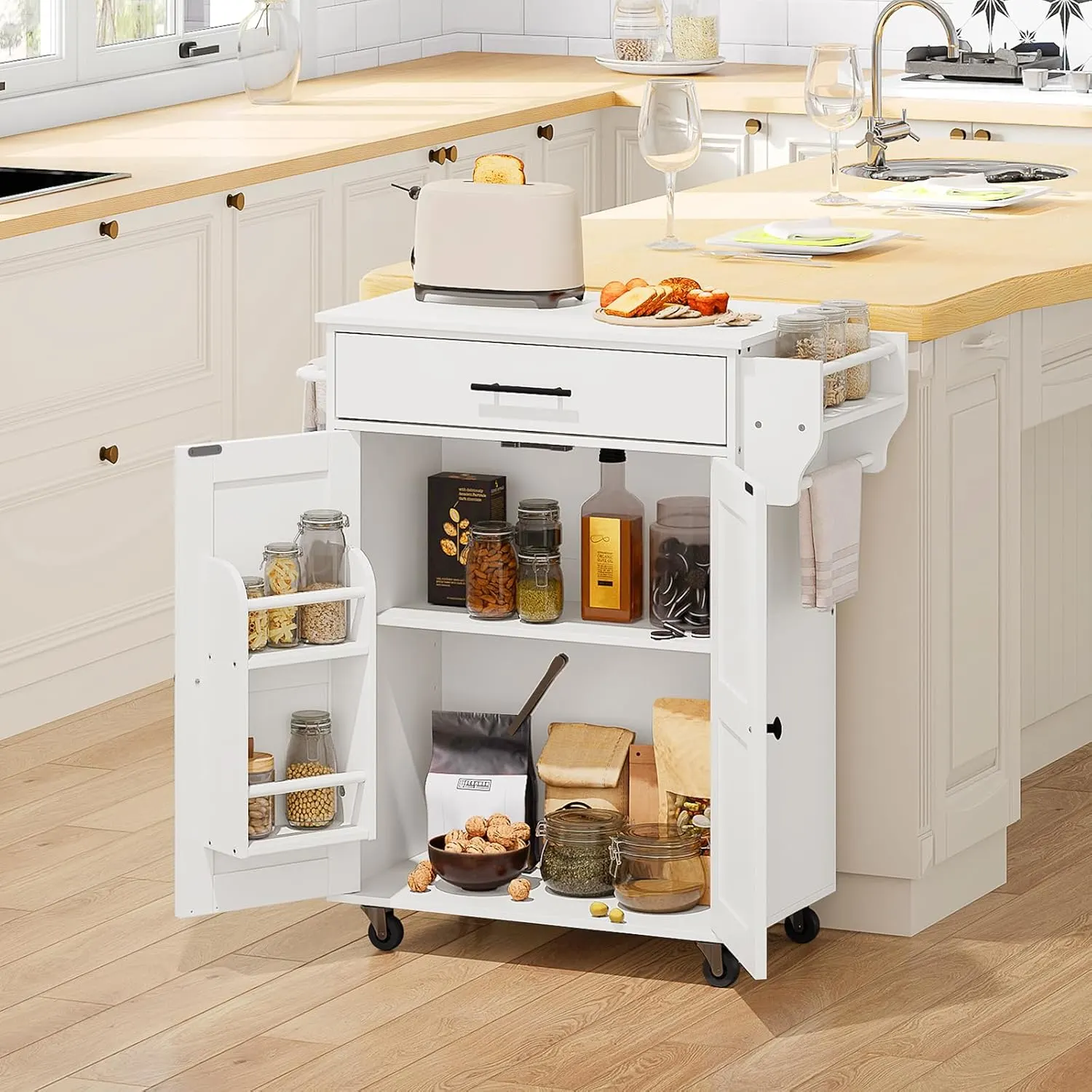 hoobro rolling kitchen island with outlet 2