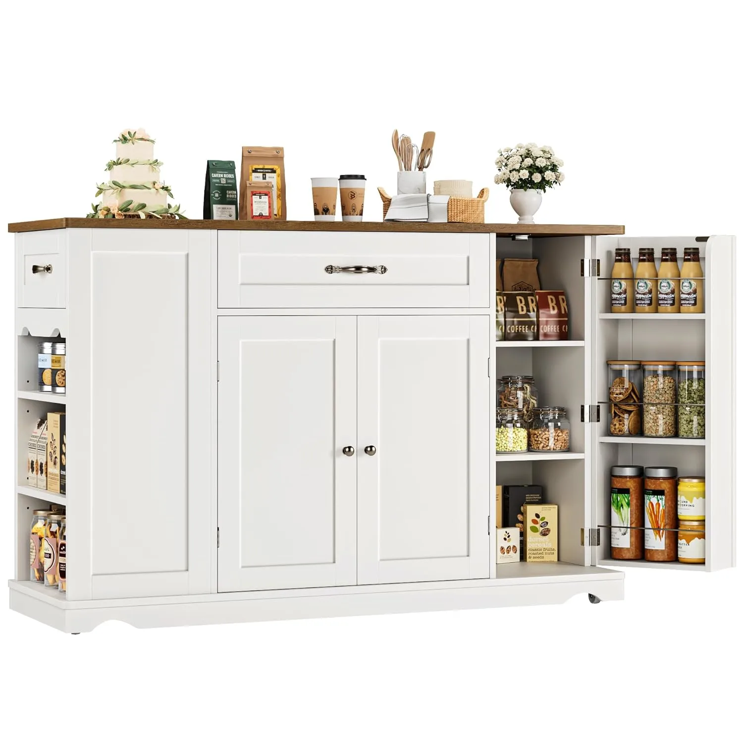 hostack 47 inch kitchen island cart white 1