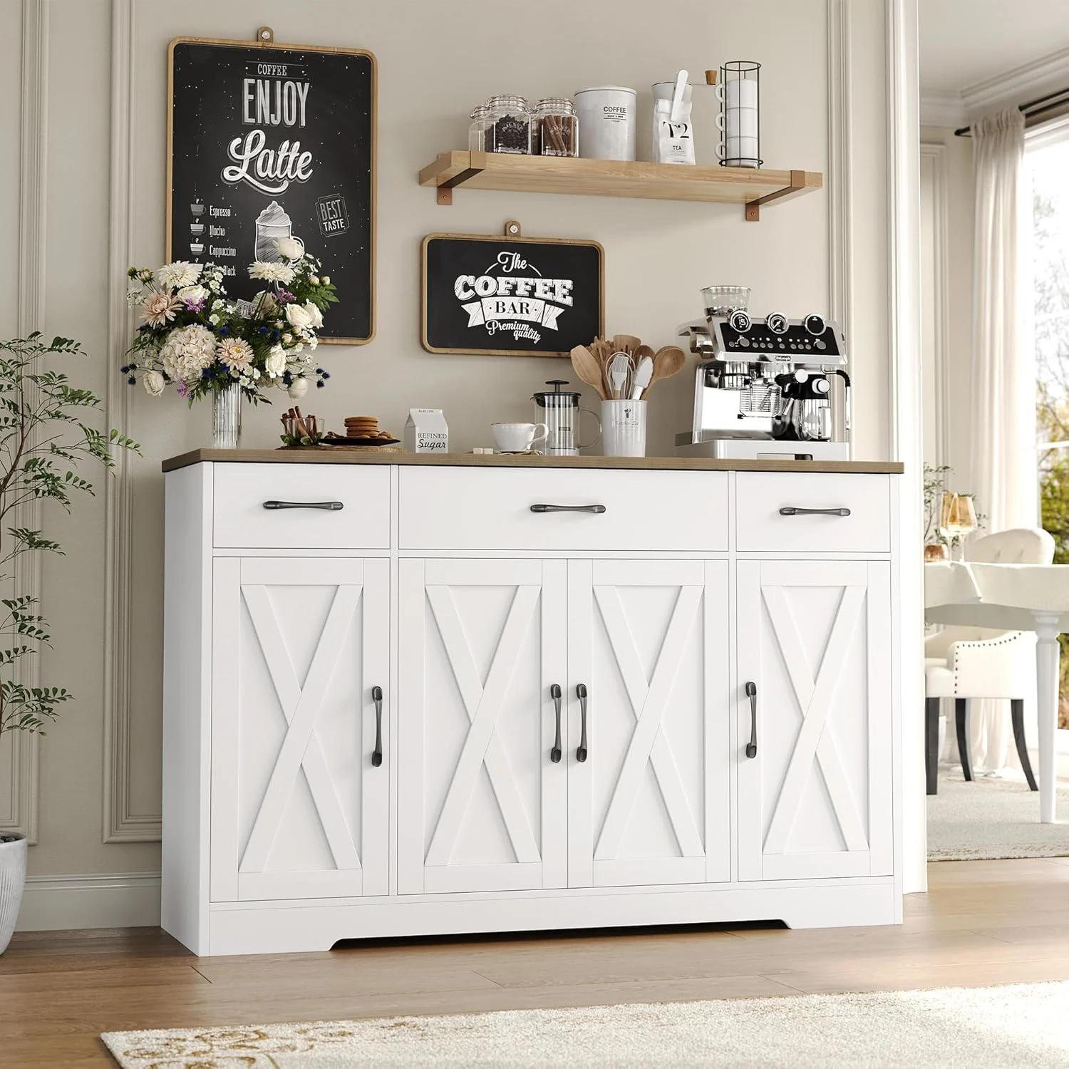 hostack 55 farmhouse buffet cabinet sideboard coffee bar 2