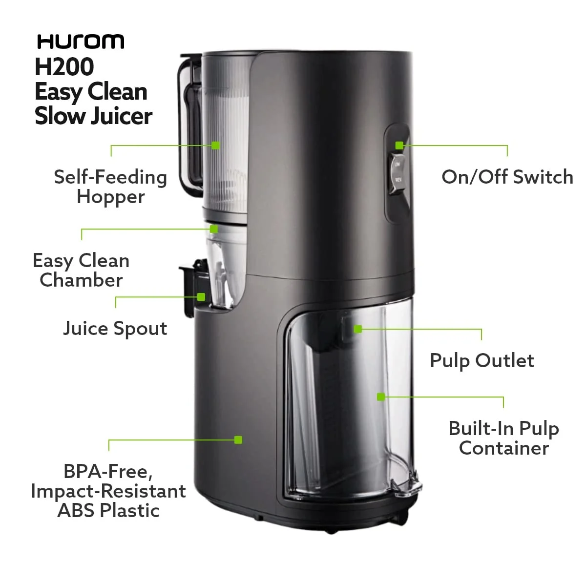 hurom h200 slow juicer big mouth self feeding easy clean 2