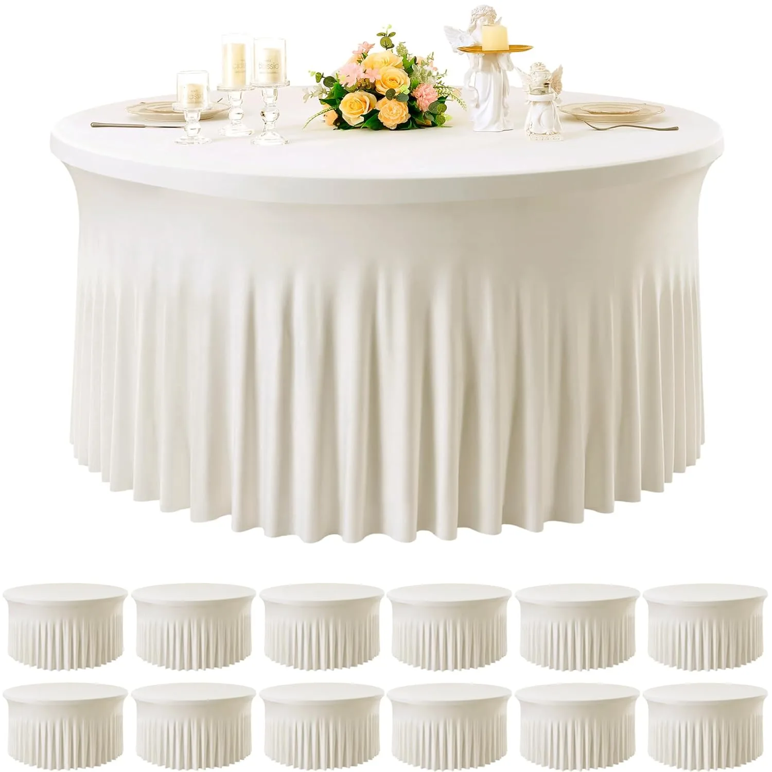 ivory spandex tablecloths round 1