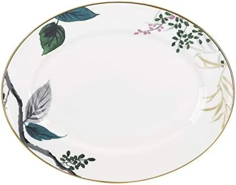 Kate Spade New York Birch Way Oval Platter 863792, Green/Pink